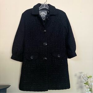 Guess Elegant 3/4 sleeves Vintage Black Pea Coat